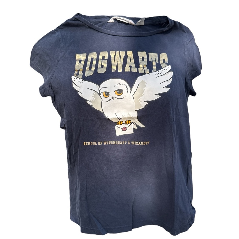 Kids H&M Harry‎ Potter Hogwarts Hedwig Owl T-Shirt Youth 12/14 Navy Graphic Tee